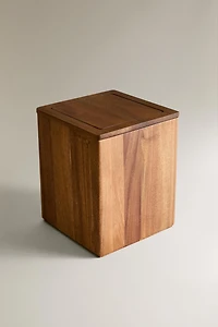 SQUARE WOODEN BATHROOM TRASH CAN