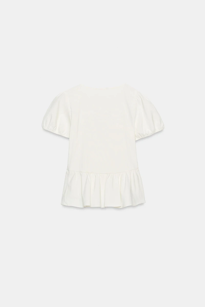 GOLD BUTTON PEPLUM TOP