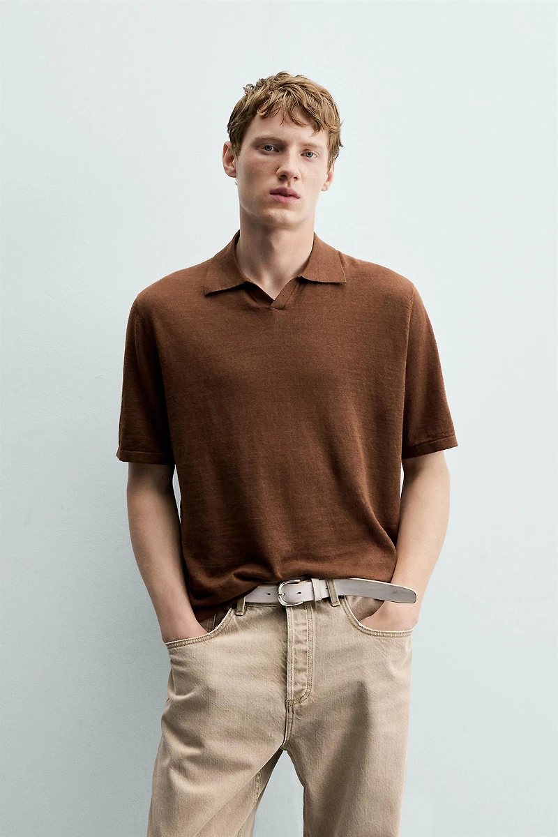 HEMP COTTON BLEND KNIT POLO
