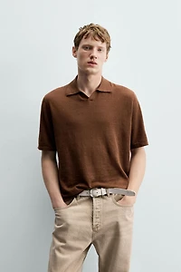 HEMP COTTON BLEND KNIT POLO