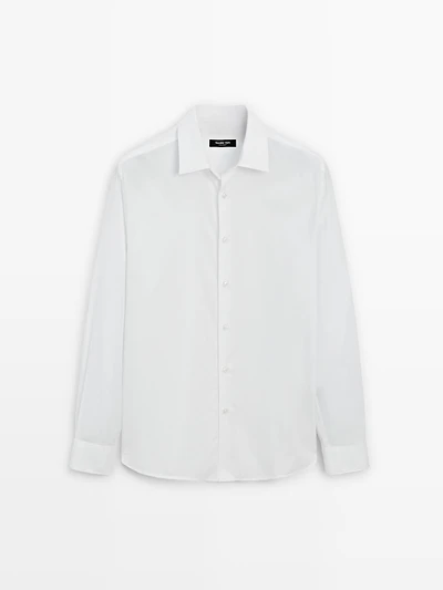 Chemise slim chinée en twill