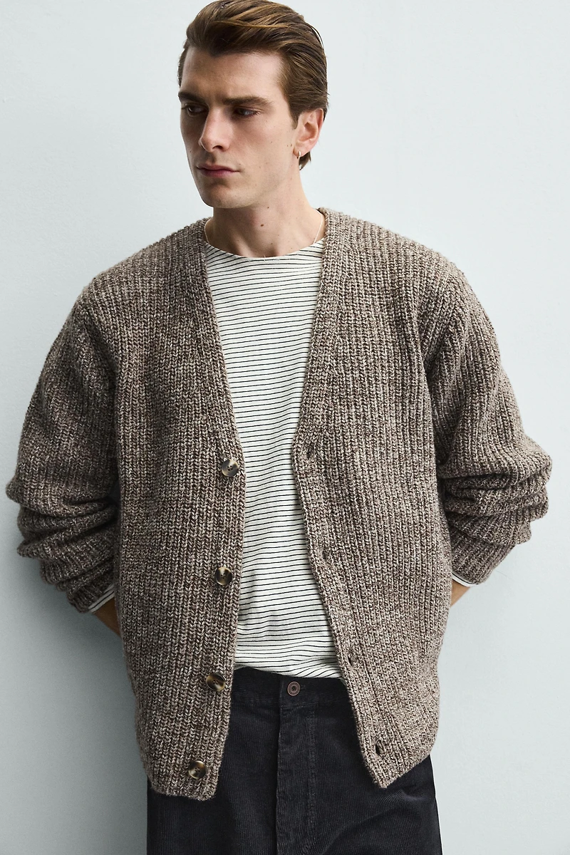 RIBBED TEXTURED CARDIGAN