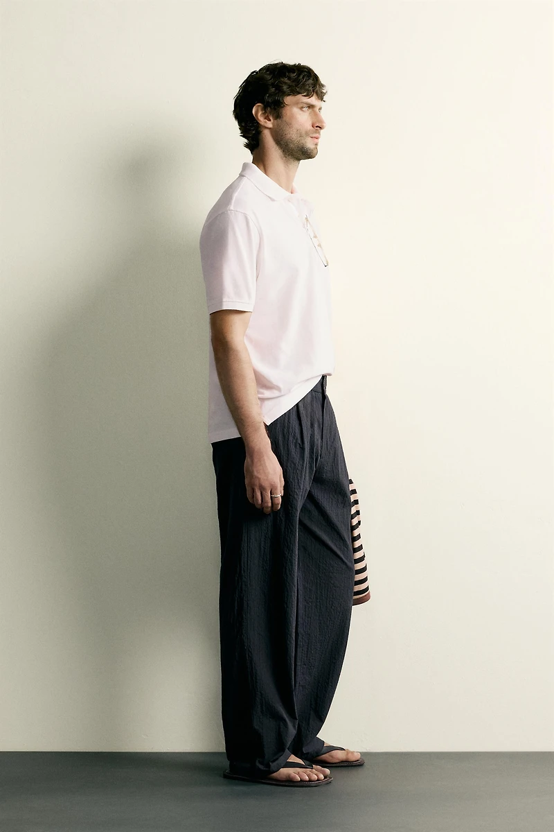 STRAIGHT FIT SEERSUCKER PANTS