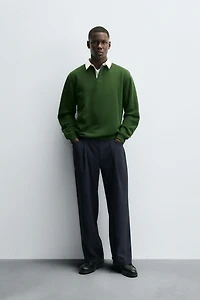 CONTRAST COLLAR POLO SWEATSHIRT