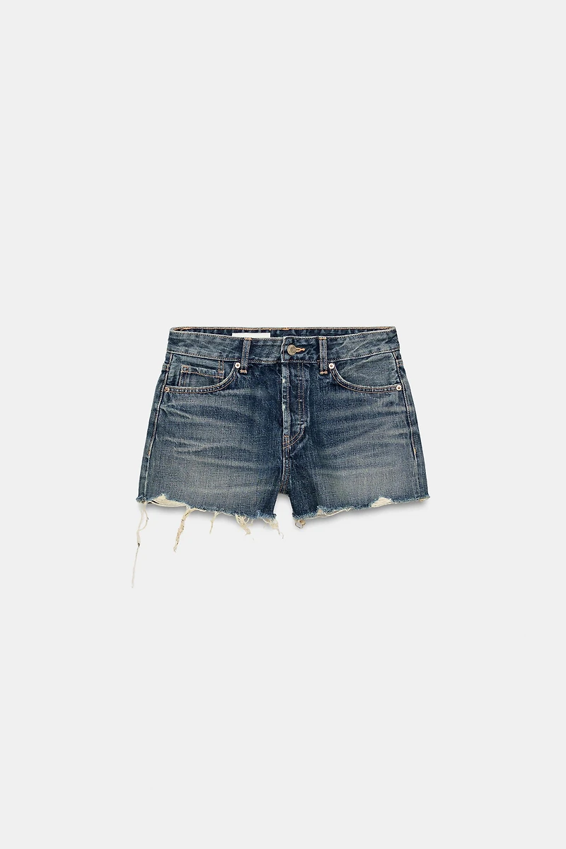 TRF RIPPED MID-RISE DENIM SHORTS