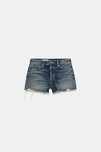 TRF RIPPED MID-RISE DENIM SHORTS