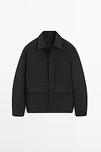 Total look linen jacket with flecked detail