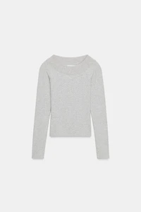 RIBBED BOAT NECK T-SHIRT