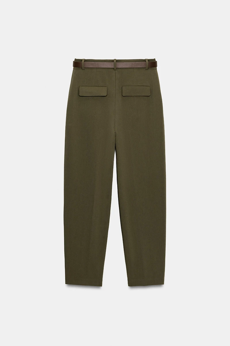 BELTED PLEATED PANTS