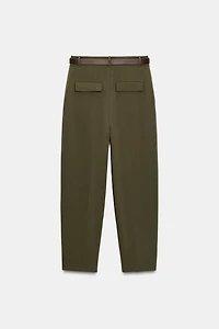 BELTED PLEATED PANTS
