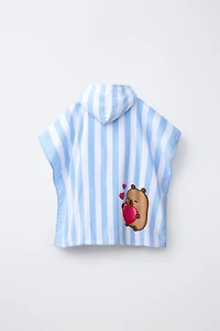 CAPYFUN © STRIPED TERRYCLOTH HOODIE PONCHO