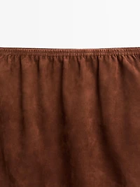 Straight fit suede leather skirt