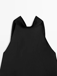 Satin halter top with tie detail