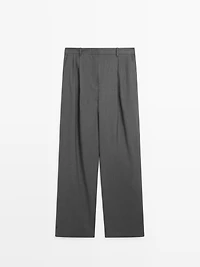 Pinstripe cool wool blend suit trousers