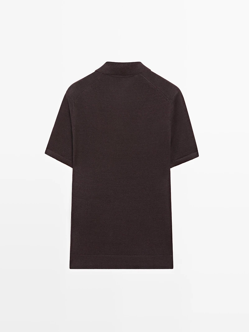 Linen V-neck polo sweater