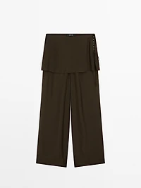 Pantalon fluide contrastant 100 % soie
