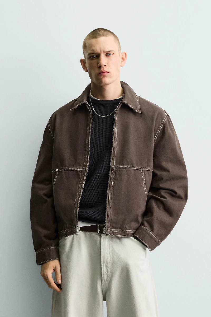 BLOUSON COUPE BOX CONTRASTE