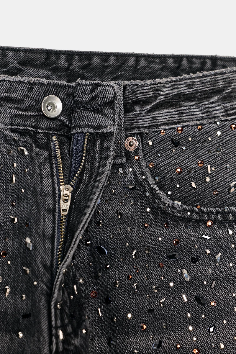 JEAN TRF DROIT STRASS TAILLE BASSE