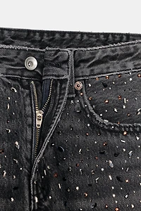 JEAN TRF DROIT STRASS TAILLE BASSE