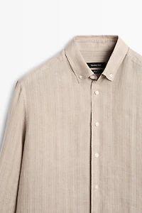 100% linen striped slim fit shirt
