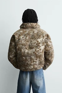 FLOCKED PRINT PUFFER JACKET