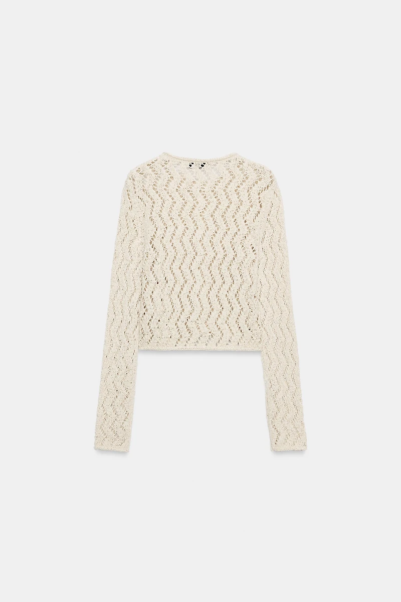 GILET EN MAILLE AJOURÉE ZIGZAG