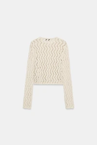 GILET EN MAILLE AJOURÉE ZIGZAG