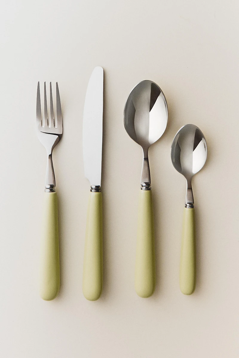 4-PIECE CERAMIC HANDLE FLATWARE SET