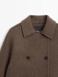 Wool blend double-breasted cropped coat