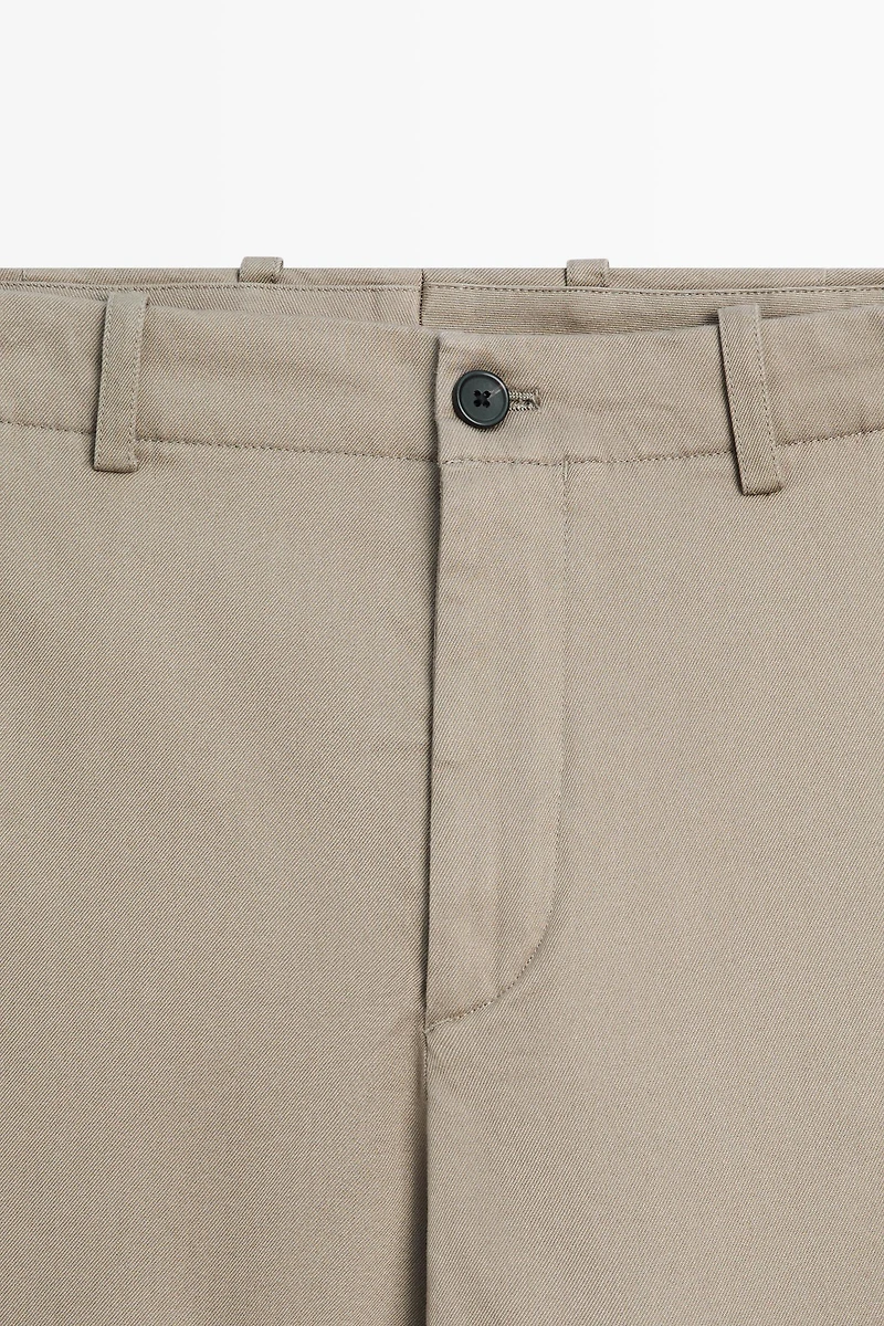 Straight-leg cotton blend pleated pants