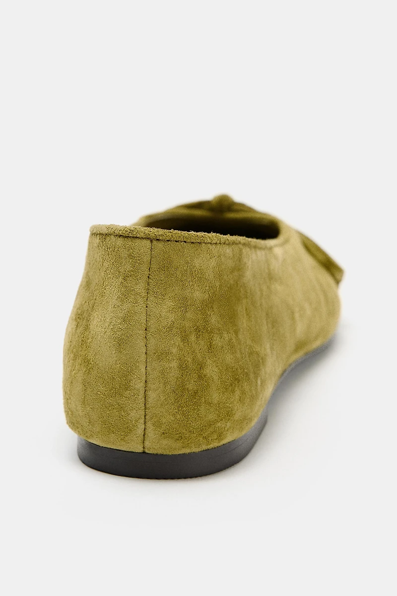 SUEDE BALLET FLATS WITH BOW