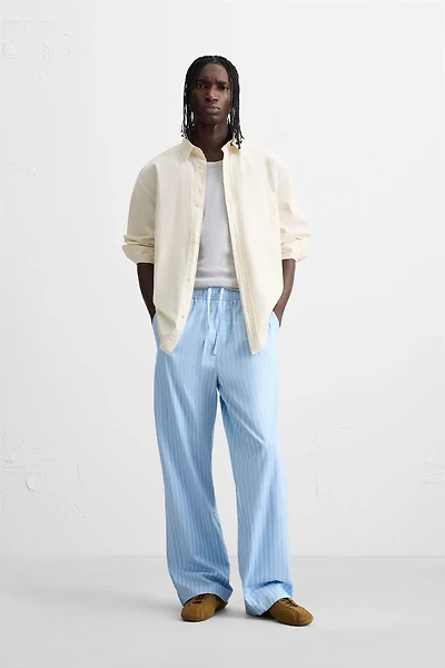 STRIPED TEXTURED PANTS