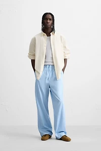 STRIPED TEXTURED PANTS