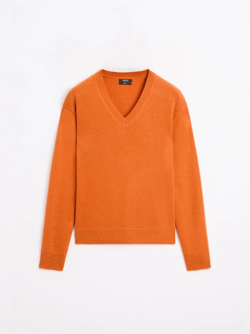 V-neck knit sweater