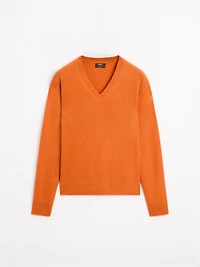 V-neck knit sweater