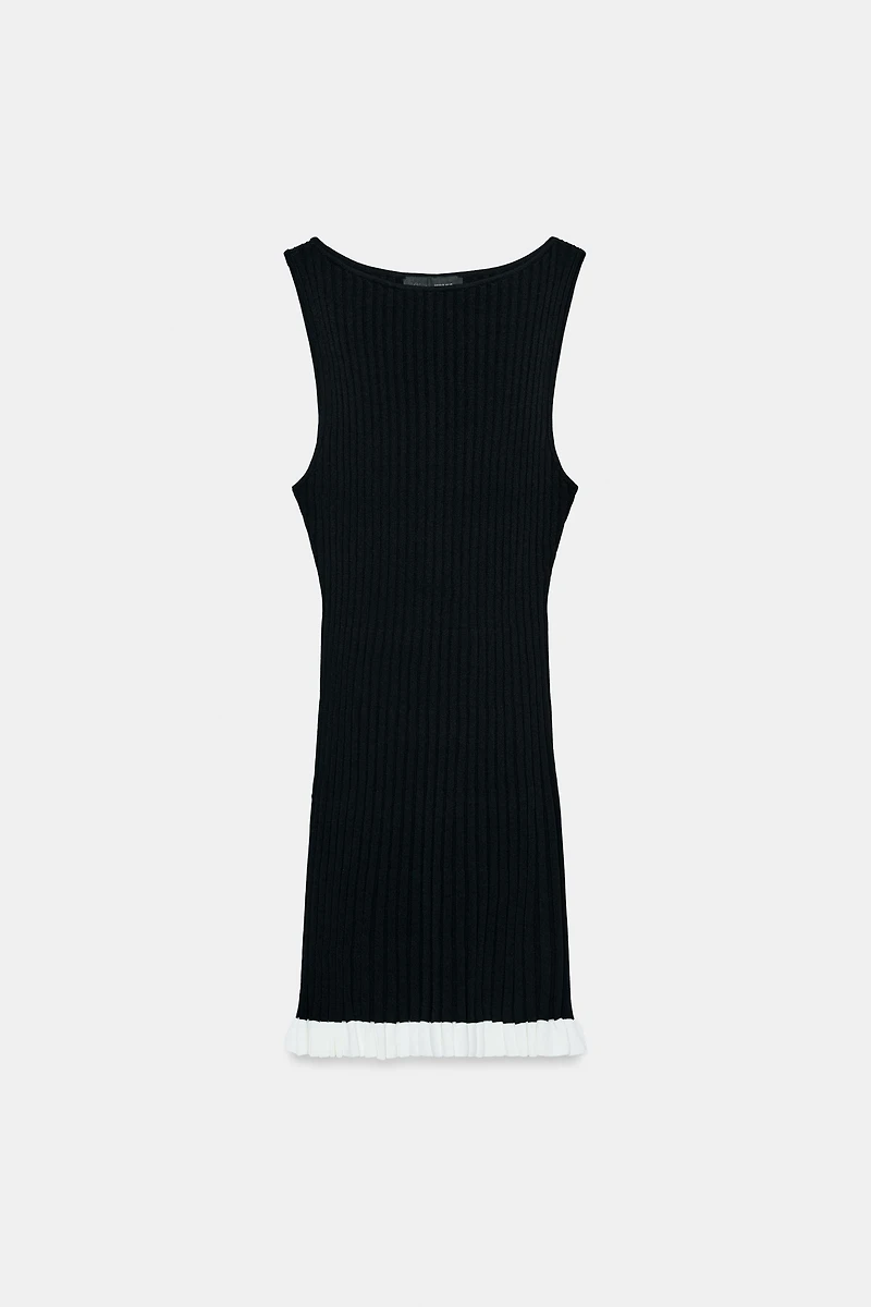 SHORT RIBBED KNIT DRESS