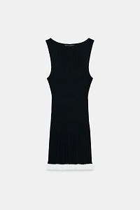 SHORT RIBBED KNIT DRESS
