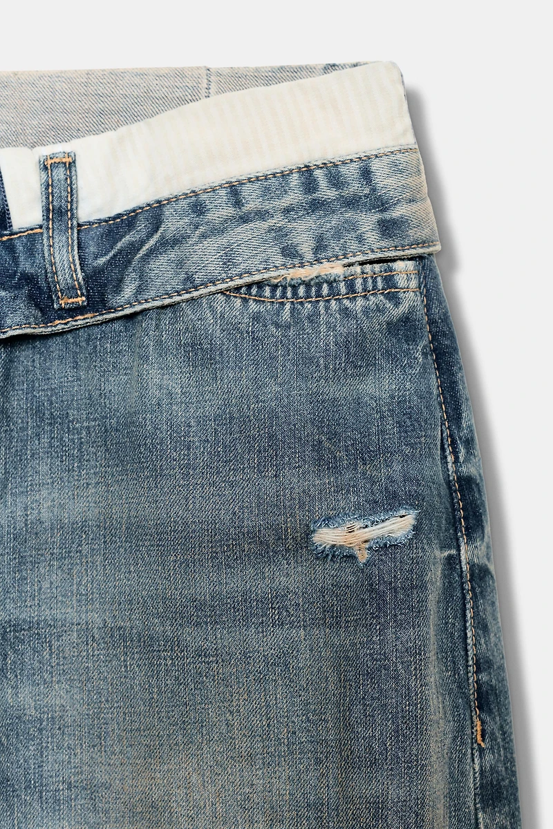 TRF MID-RISE FOLDED WAIST JEANS