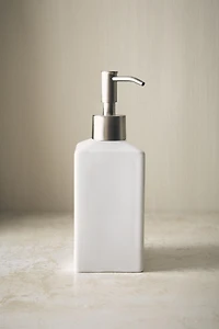 WHITE EARTHENWARE SOAP DISPENSER