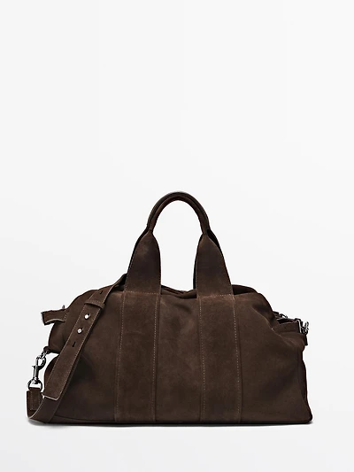 Sac de voyage en cuir et daim