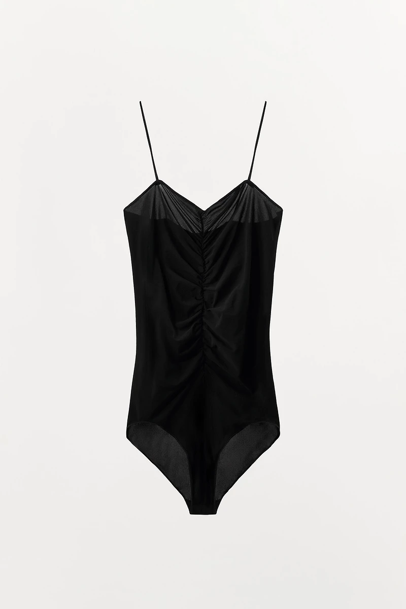 RUCHED SHEER BODYSUIT