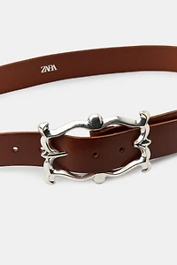 100% LEATHER BELT WITH ORGANIC BUCKLE