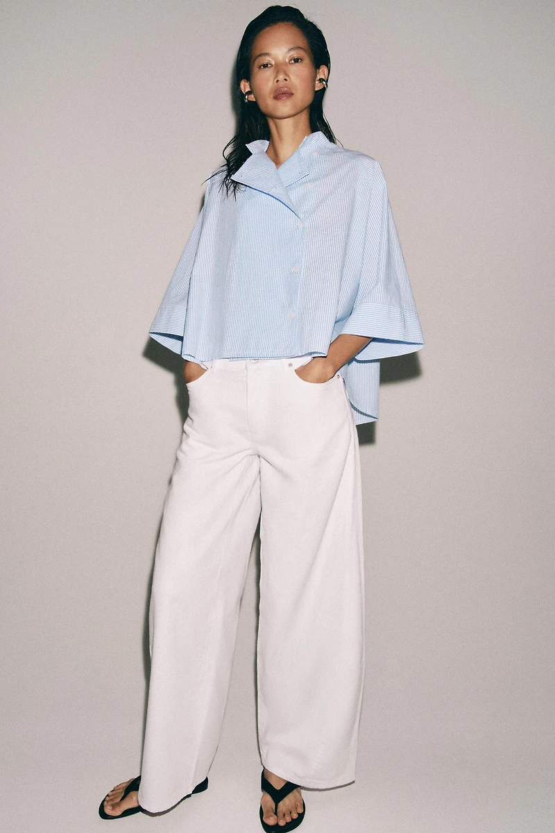 ZW COLLECTION ASYMMETRIC STRIPED SHIRT