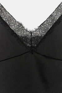 SATIN EFFECT LACE TOP