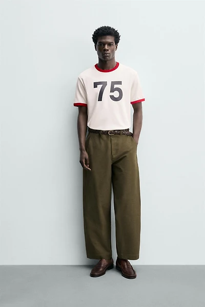 CONTRAST RIB NUMBER T-SHIRT
