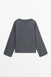 100% linen knit boat neck sweater