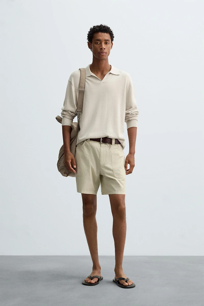 COTTON-HEMP KNIT POLO SHIRT