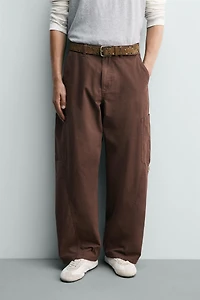 BALLOON FIT CARGO PANTS WITH SEAMS