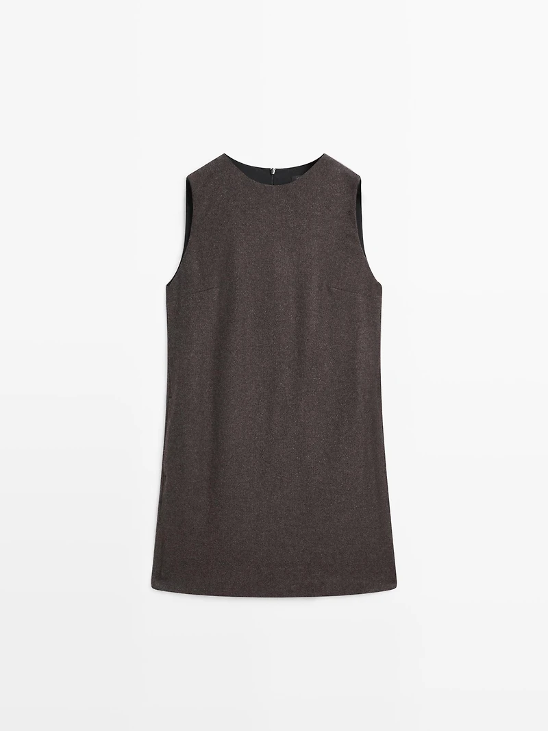 Herringbone mini dress with pockets