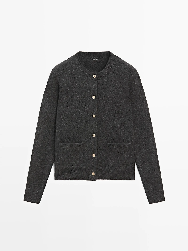 Knit cardigan with gold buttons